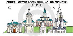 Russia , Kolomenskoye, Church Of The Ascension ,  travel skyline vector illustration.