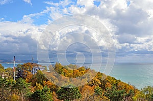 Russia, Krasnodar region, Dzhubga. Sea coast of Black sea in october in cloudy day