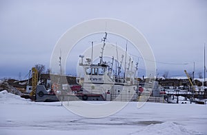 Winter Parking of river boats.