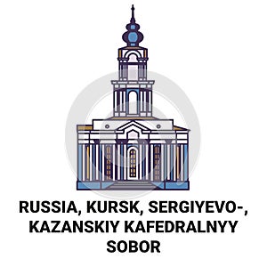 Russia, Kursk, Sergiyevo, Kazanskiy Kafedralnyy Sobor travel landmark vector illustration