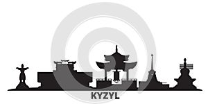 Russia, Kyzyl city skyline isolated vector illustration. Russia, Kyzyl travel black cityscape