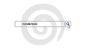 Russia laws in search animation. Internet browser searching