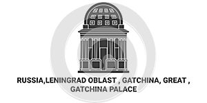 Russia,Leningrad Oblast Gatchina, Great , Gatchina Palace travel landmark vector illustration