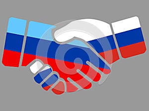 Russia and Luhansk Peoples Republic flags Handshake vector