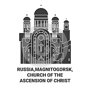 Russia,Magnitogorsk, Church Of The Ascension Of Christ travel landmark vector illustration