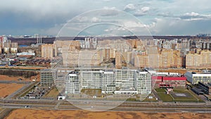 Russia main infectious disease hospital in Moscow is called Komunarka camera move left aerial view