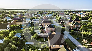 Russia, Maloyaroslavets, July 2022 - A bird& x27;s-eye view of a residential area, the private sector, life outside the