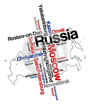 Russia map and cities photo
