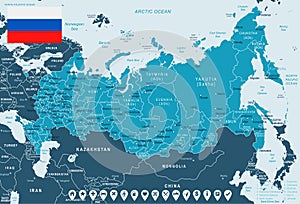Russia - map and flag - illustration photo