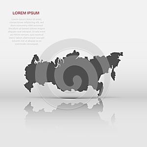 Russia map icon in flat style. Russian Federation illustration pictogram. Country geography sign business concept