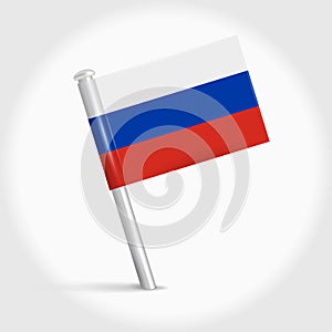 Russia map pin flag. 3D realistic vector illustration