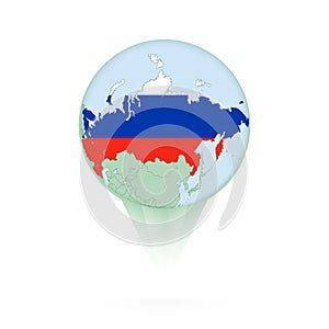 Russia map, stylish location icon with Russia map and flag