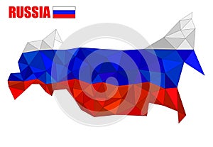Russia map vector low polygon style isolated on white background, geometric polygonal style map with flag Russian