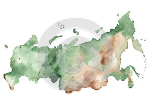 Russia map, watercolor illustration, landscape map