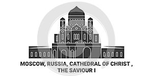 Russia, Moscow, Cathedral Of Christ , The Saviour I travel landmark vector illustration photo