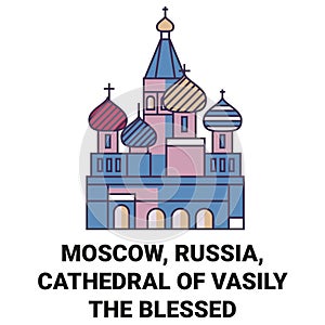 Russia, Moscow, Cathedral Of Vasily The Blessed travel landmark vector illustration