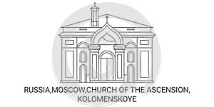 Russia,Moscow,Church Of The Ascension, Kolomenskoye travel landmark vector illustration