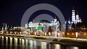 Russia, Moscow City, Kremlin at night