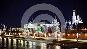 Russia, Moscow City, Kremlin at night