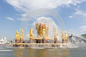 Russia, Moscow,  Fountain Friendship of the people, VDNKH.