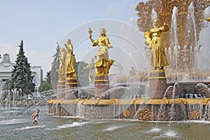 Russia. Moscow. Fountain `Friendship of peoples` in Exhibition of Achievements of National Economy.