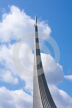 Russia, Moscow - June, 3, 2019: The Monument to the Conquerors of Space, which is located outside the main entry to today`s Exhib