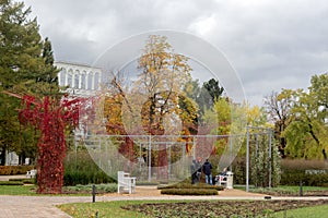 Russia, Moscow, Oktober, VDNH Park, Pavilion 1. Autumn view