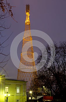 Russia. Moscow Shabolovskaya TV tower.