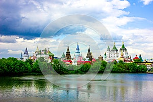 Russia Moscow. View from the river to the Izmailovsky Kremlin.