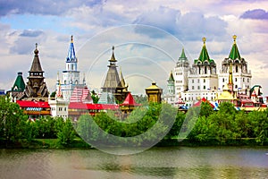 Russia Moscow. View from the river to the Izmailovsky Kremlin.