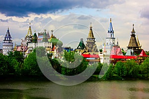 Russia Moscow. View from the river to the Izmailovsky Kremlin.