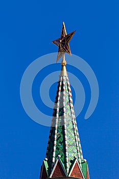 Russia, Moscow, Vodovzvodnaya Tower of the Kremlin, ruby star on