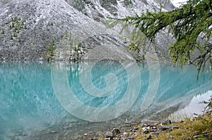 Russia, Mountain Altai. The shore of Big Shavlinskoye lake in august