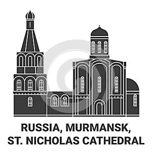 Russia, Murmansk, St. Nicholas Cathedral travel landmark vector illustration