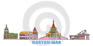Russia, Naryan Mar line cityscape, flat vector. Travel city landmark, oultine illustration, line world icons photo
