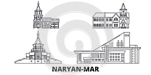 Russia, Naryan Mar line travel skyline set. Russia, Naryan Mar outline city vector illustration, symbol, travel sights photo