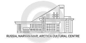 Russia, Naryanmar, Arctica Cultural Centre, travel landmark vector illustration