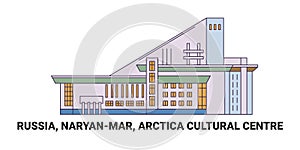 Russia, Naryanmar, Arctica Cultural Centre, travel landmark vector illustration