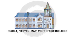 Russia, Naryanmar, Post Office Building travel landmark vector illustration