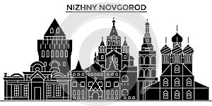 Russia, Nizhny Novgorod architecture urban skyline with landmarks, cityscape, buildings, houses, ,vector city landscape