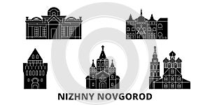 Russia, Nizhny Novgorod flat travel skyline set. Russia, Nizhny Novgorod black city vector illustration, symbol, travel