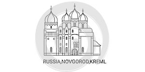 Russia, Novgorod, Kreml travel landmark vector illustration