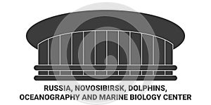 Russia, Novosibirsk, Dolphins, Oceanography And Marine Biology Center travel landmark vector illustration