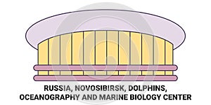Russia, Novosibirsk, Dolphins, Oceanography And Marine Biology Center travel landmark vector illustration
