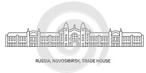 Russia, Novosibirsk, Trade House, travel landmark vector illustration