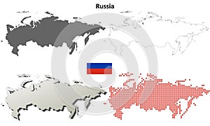Russia outline map set