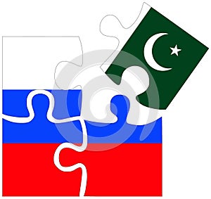 Russia - Pakistan : puzzle shapes with flags