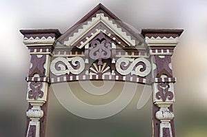 Russia. Penza. Carved platbands for decoration of Windows in Russian houses