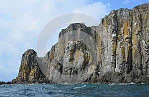 Russia, Primorskiy region, the Islands of the archipelago of Rimsky Korsakov in the Japan sea in cloudy weather