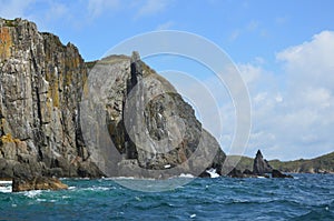 Russia, Primorskiy region, the Islands of the archipelago of Rimsky Korsakov in the Japan sea in cloudy weather photo